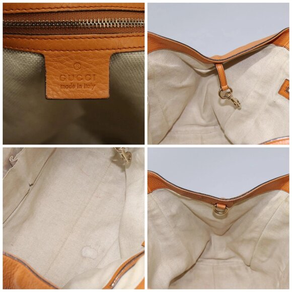 GUCCI Soho Hand Bag Leather Orange Gold - Picture 15 of 16